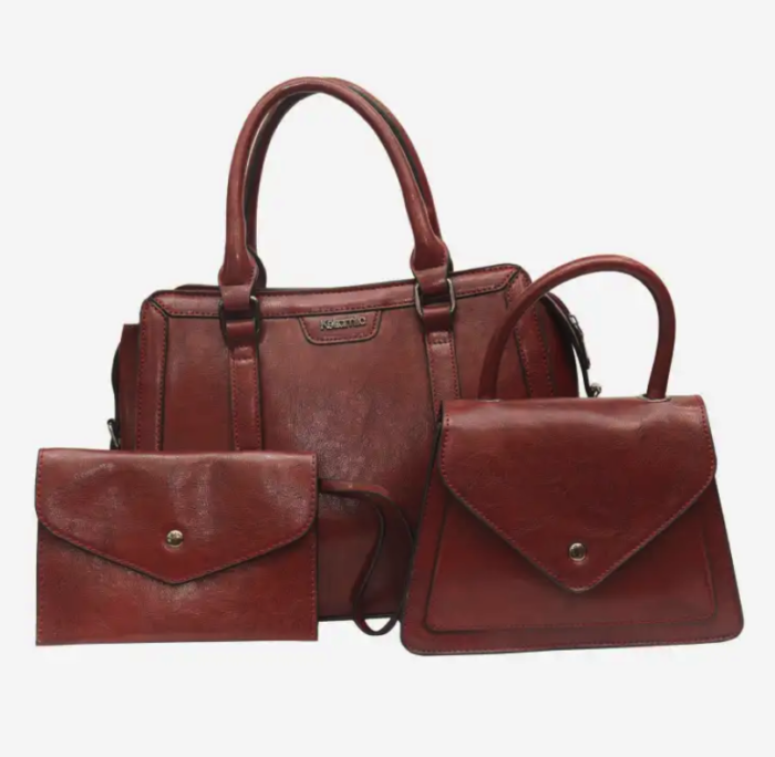 Dark Brown Keira Mila Bay Genuine Leather Bag Set For Women