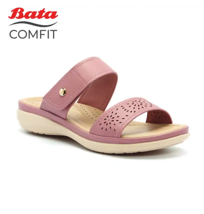 Bata Pink Color Comfit Flat Sandals For Women Size 39 - Image 3